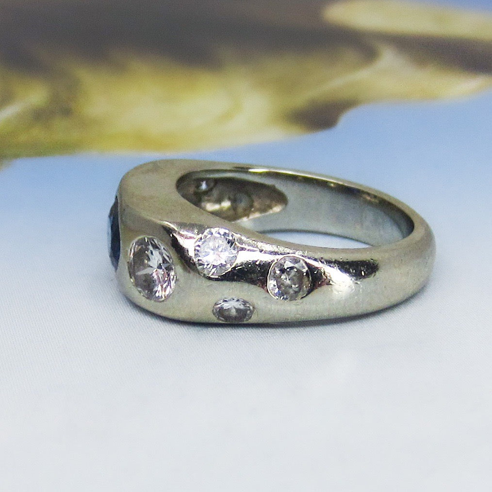 SOLD--Vintage Sapphire and Diamond Ring 14k c. 1950