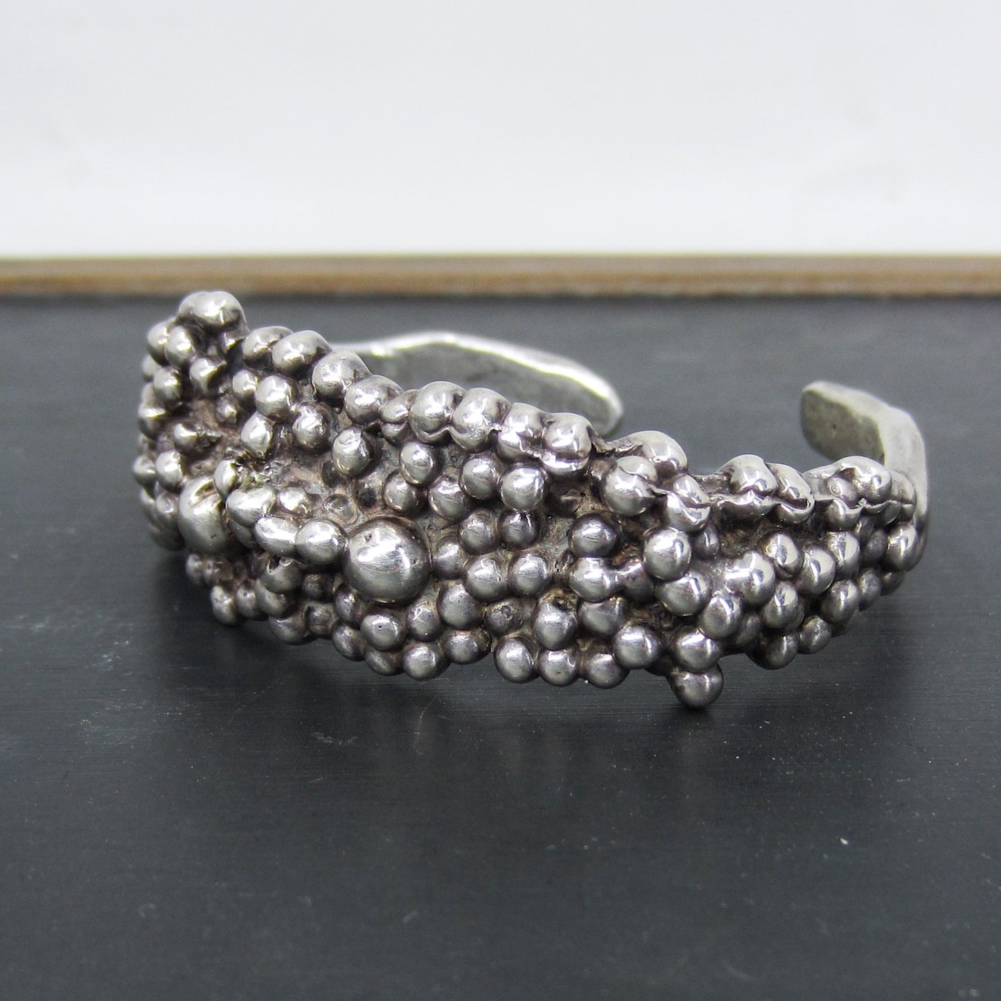 Vintage Heavy Brutalist Granulated Cuff Sterling c. 1970