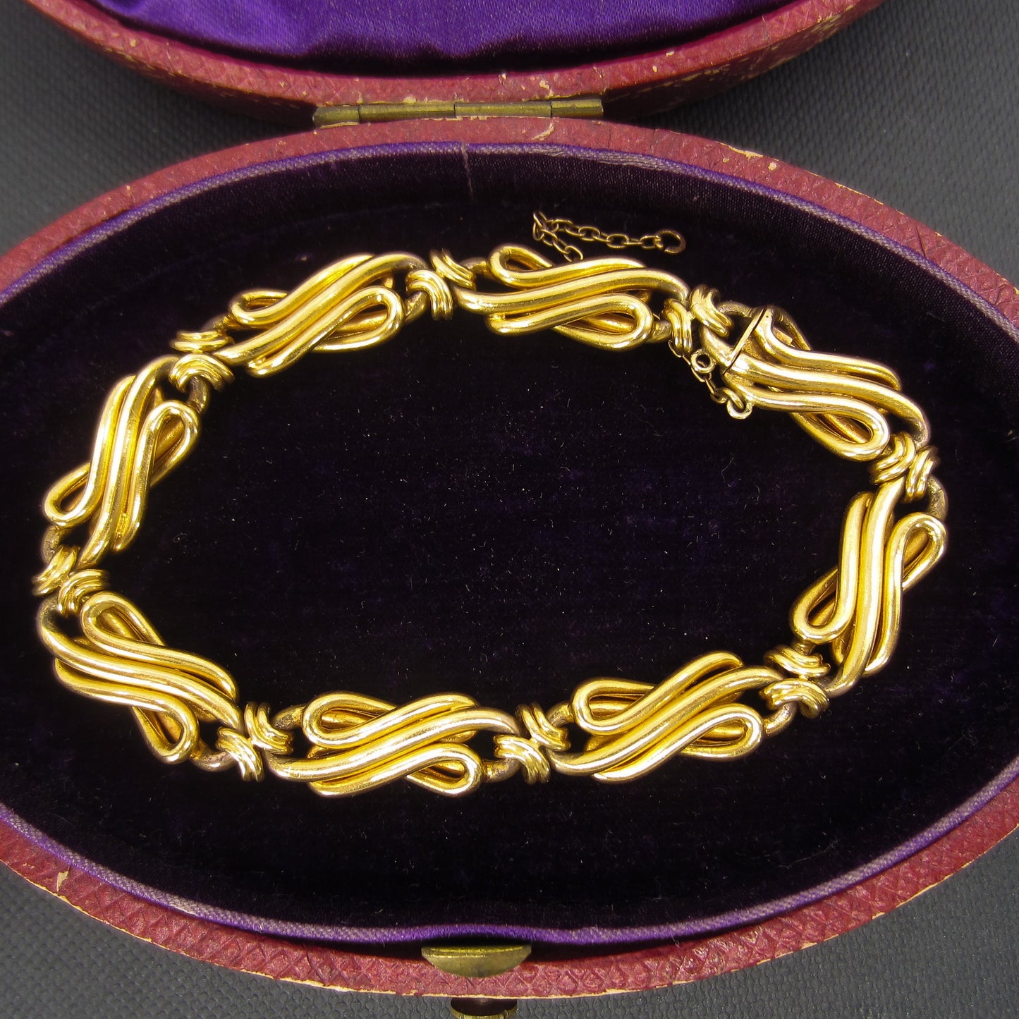 SOLD-Antique French Fancy Link Bracelet 18k c. 1910