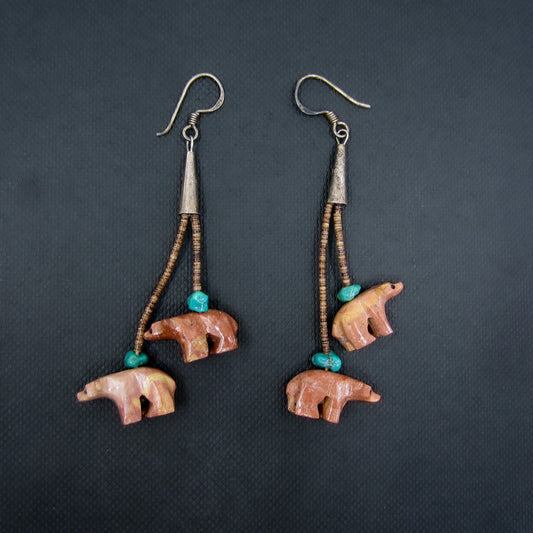 SOLD--Vintage Bear Fetish Earrings Sterling c. 1970