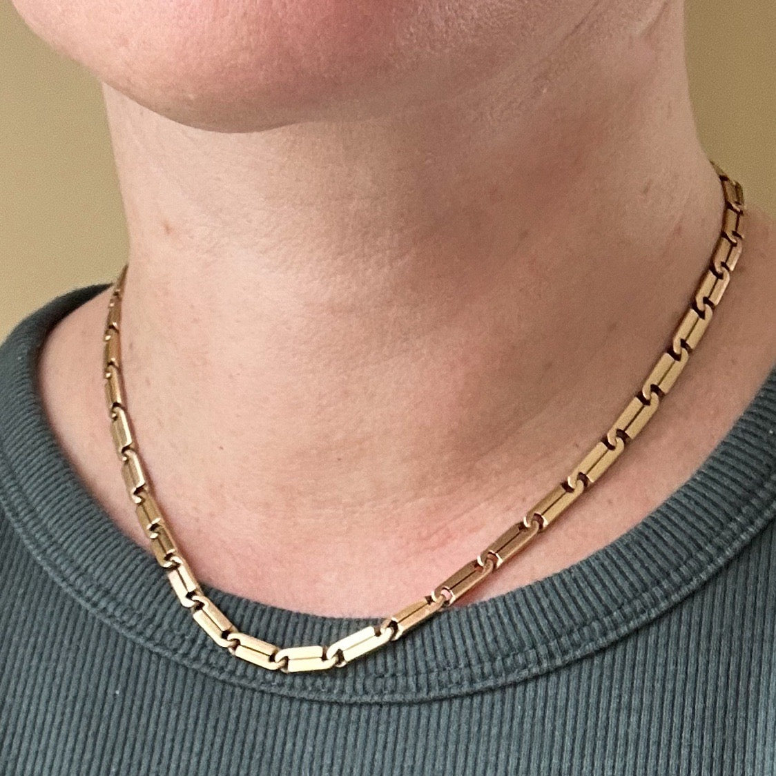 Vintage Link Chain 16.5” Necklace 14k c. 1970