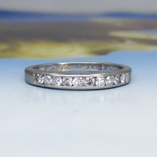 Art Deco Channel Set Diamond Wedding Band 18k c. 1939