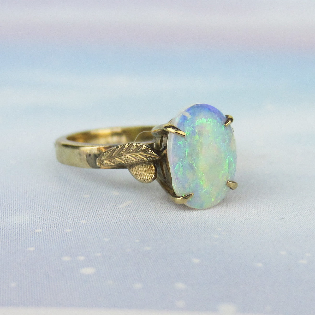 SOLD--Beautiful Vintage Opal Ring 18k c. 1970