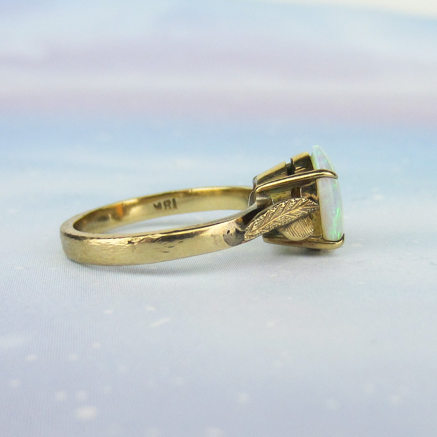 SOLD--Beautiful Vintage Opal Ring 18k c. 1970