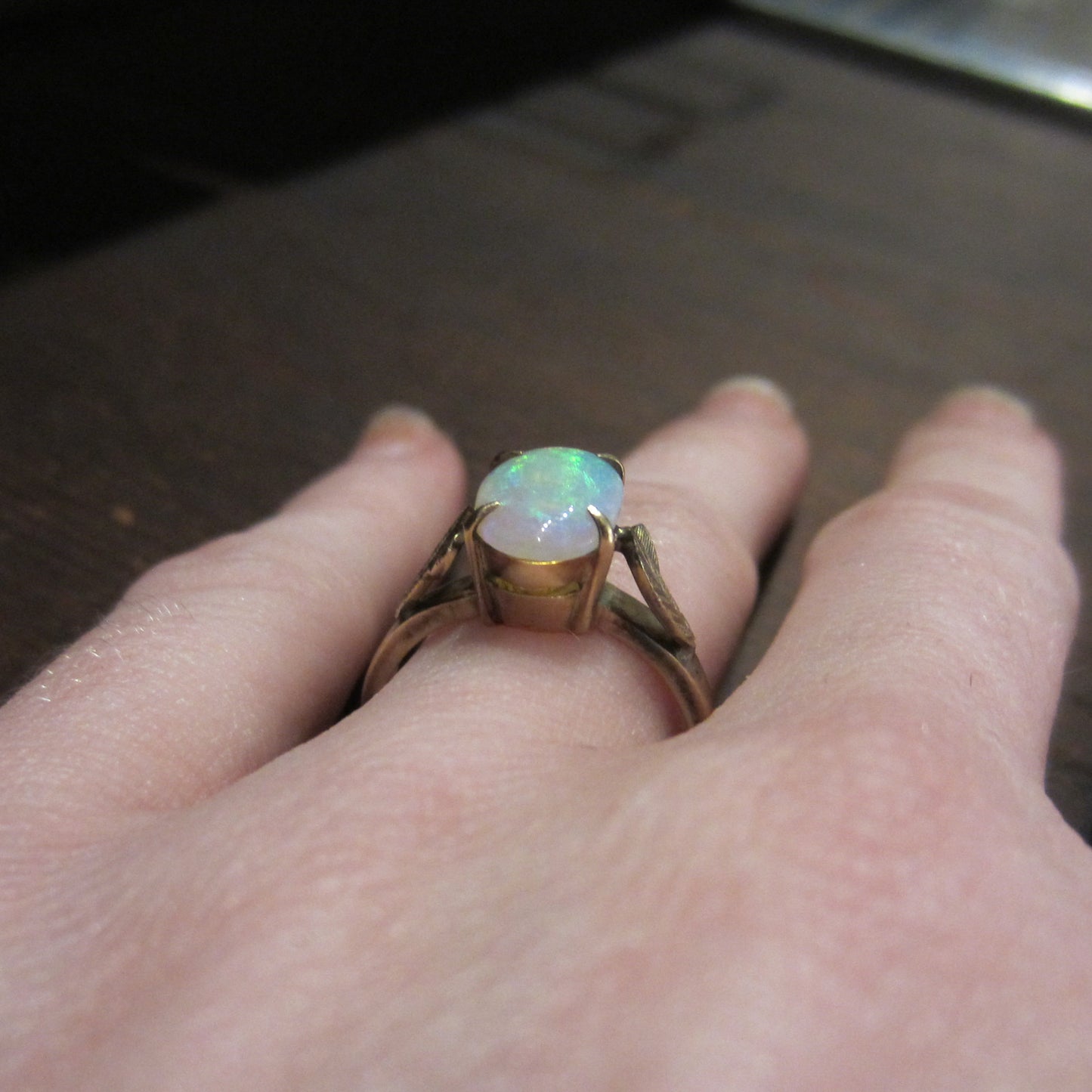 SOLD--Beautiful Vintage Opal Ring 18k c. 1970