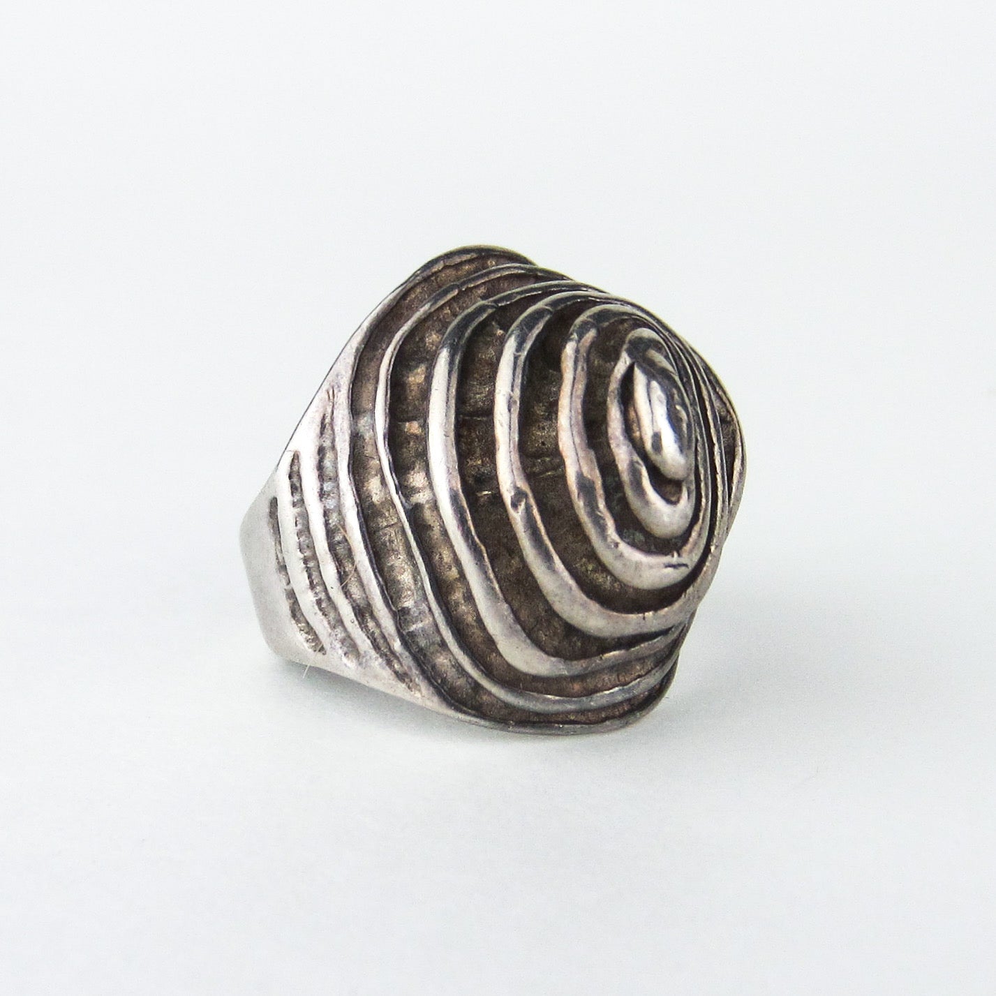 SOLD--Modernist Ridged Cone Ring Sterling Silver, Pauline Rader c. 1960