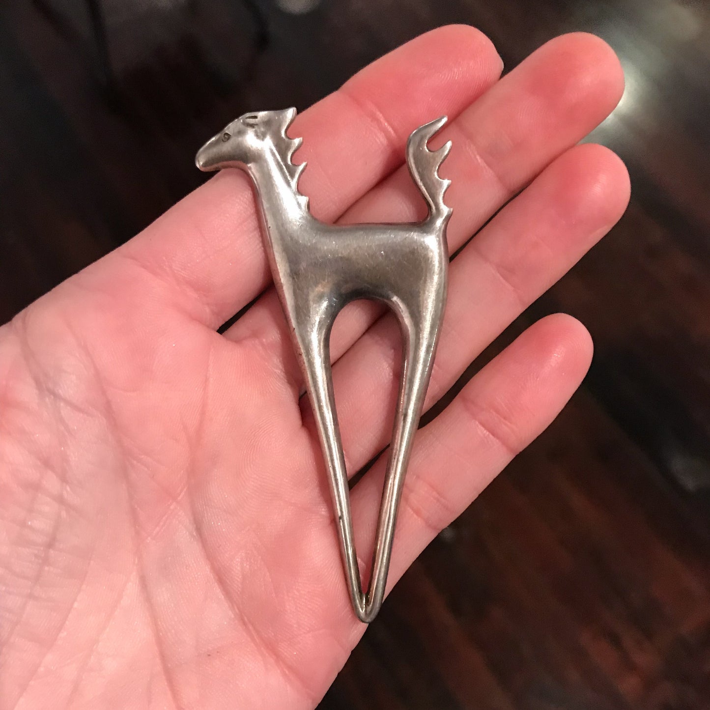 SOLD--KILLER Modernist Horse Brooch Sterling c. 1960