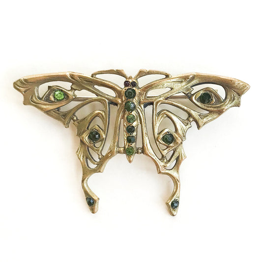 Art Nouveau Paste Butterfly Brooch Gold-Filled c. 1890