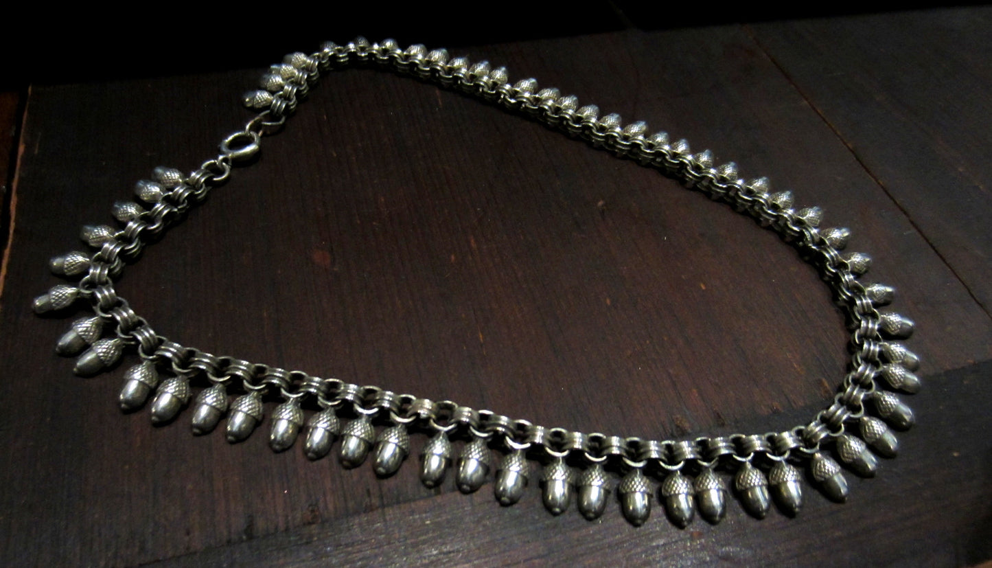 SOLD-Fantastic Victorian Acorn Collar Sterling Silver c. 1870