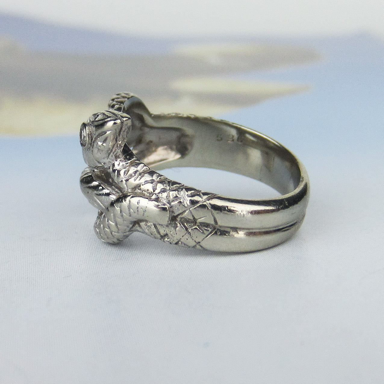 SOLD-Vintage Diamond Double Snake Ring 14k c. 1950