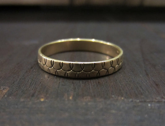 SOLD--Men's Modernist Patterned Band in 10 Rose Gold, c. 1960