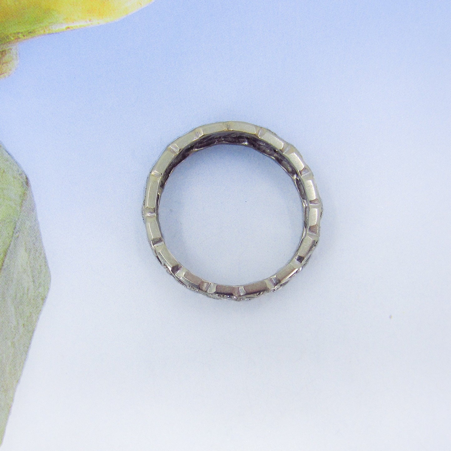 Art Deco Wide Diamond Eternity Band 14k, size 10 c. 1930