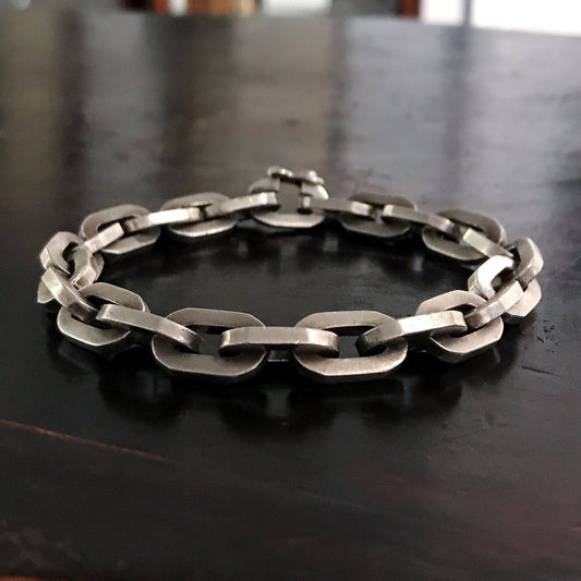 SOLD--THE BEST Vintage Heavy Link Bracelet Sterling, Taxco c. 1980