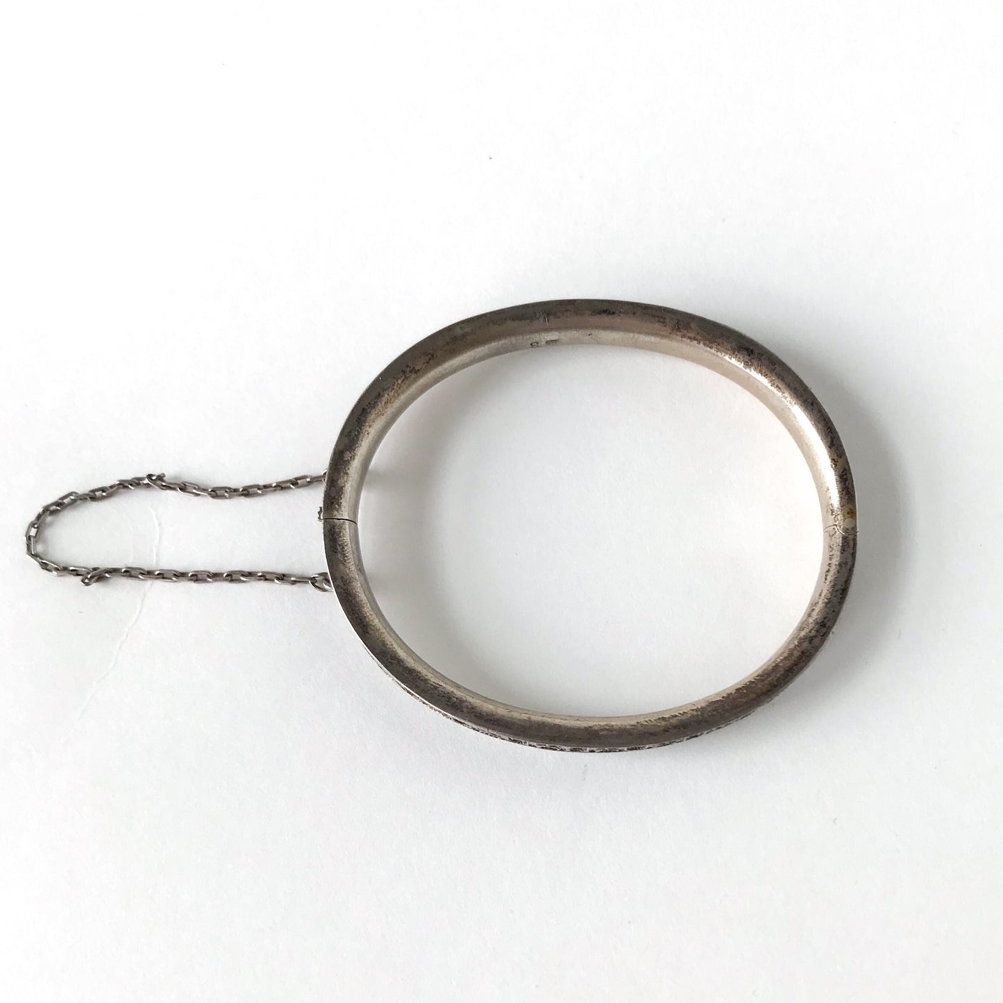 SOLD-Art Deco Black Enamel Patterned Bracelet Silver c. 1920, Vienna