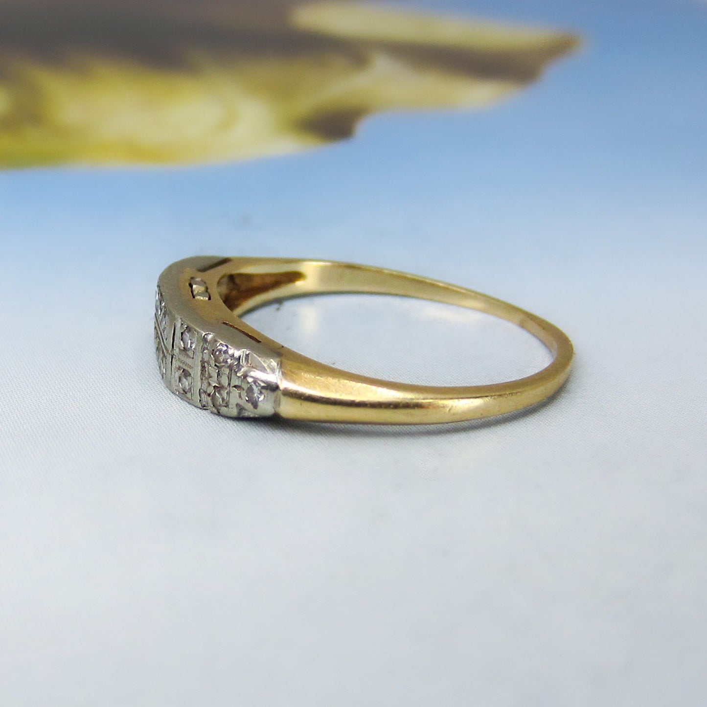 SOLD-Art Deco Diamond Double Row Band 14k c. 1940