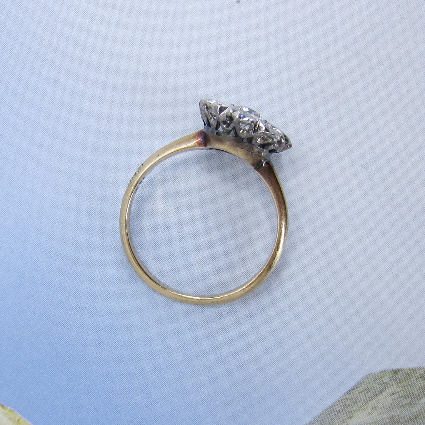 SOLD—Art Deco Old European Diamond Cluster Ring 14k c. 1920