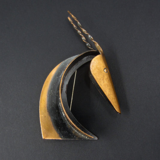 Early Rebajes Antelope Brooch Copper c. 1950