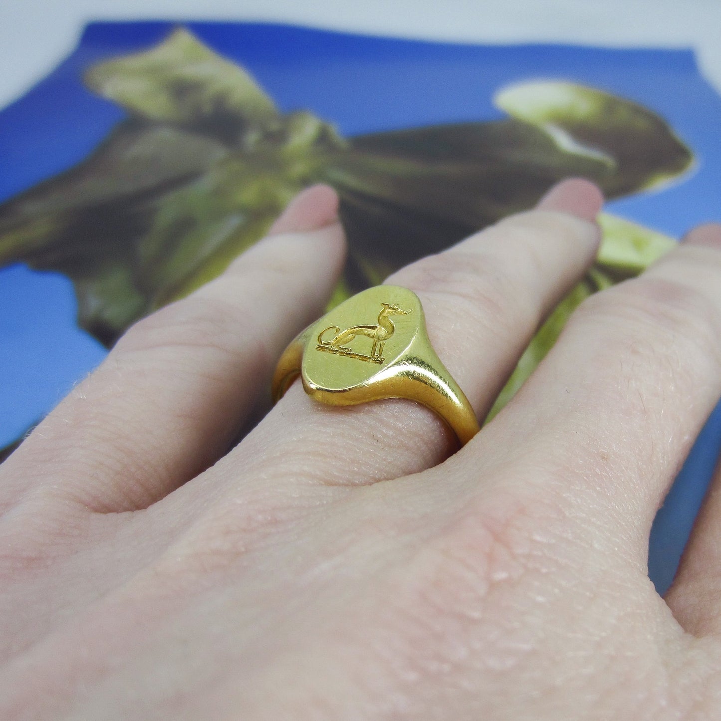 SOLD--Victorian Dog Signet Ring 18k c. 1880