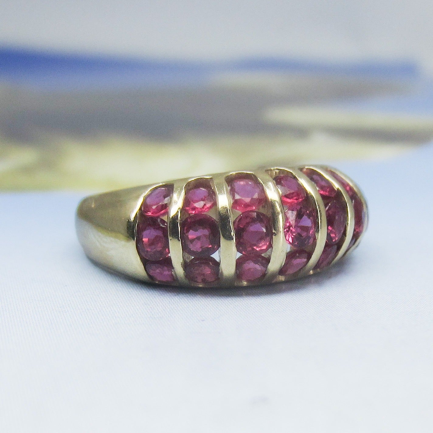 SOLD-Vintage Channel Set Ruby Ring 14k c. 1980