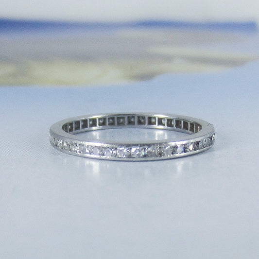 Late Art Deco Diamond Eternity Band Platinum, size 6.5 c. 1941