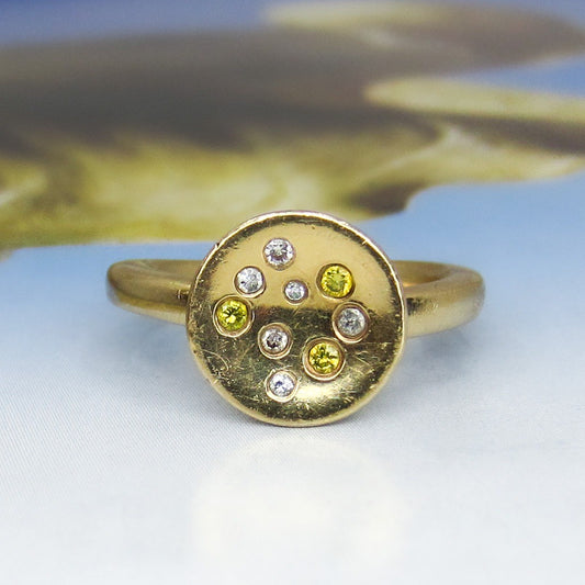 Vintage Diamond Disc Ring 14k c. 2000