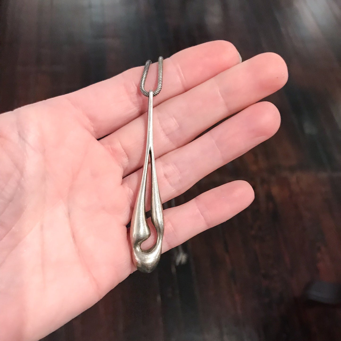 SOLD--Modernist Drop Pendant Sterling c. 1970