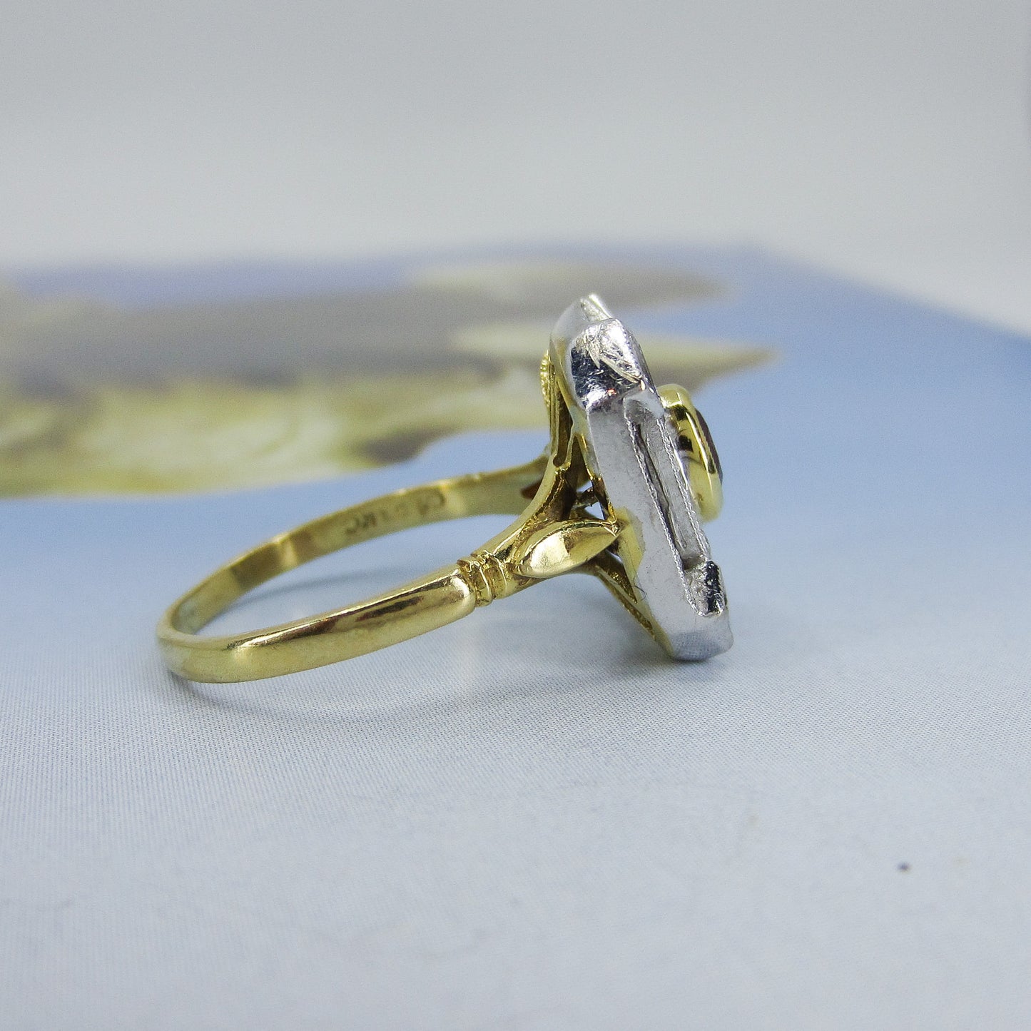 SOLD--Vintage Ruby and Diamond Ring 18k, British c. 1988