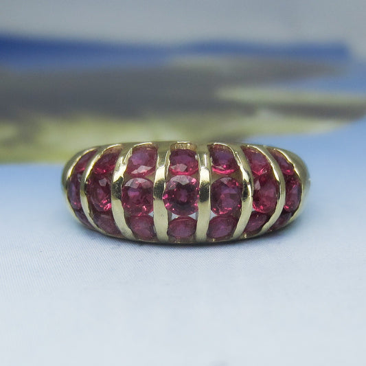SOLD-Vintage Channel Set Ruby Ring 14k c. 1980