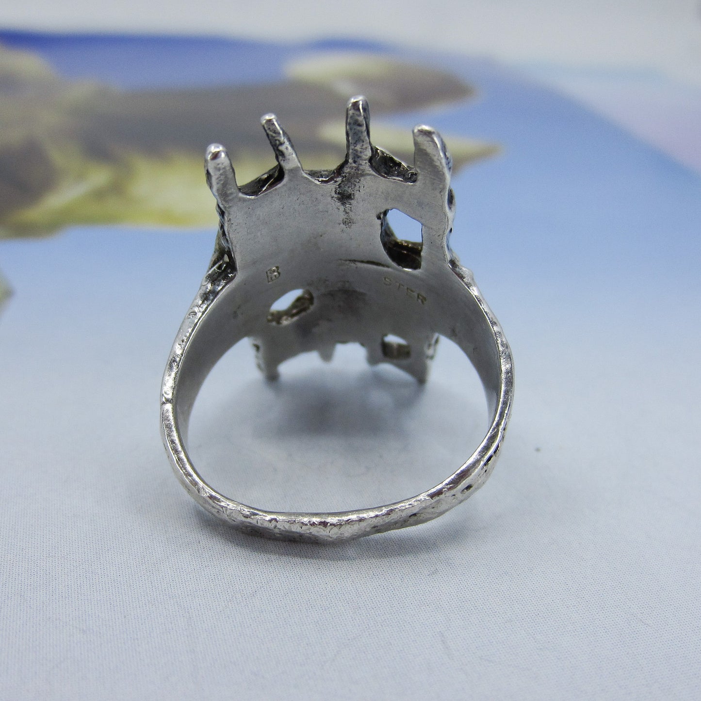 SOLD--Mid-Century Brutalist Ring Sterling c. 1970