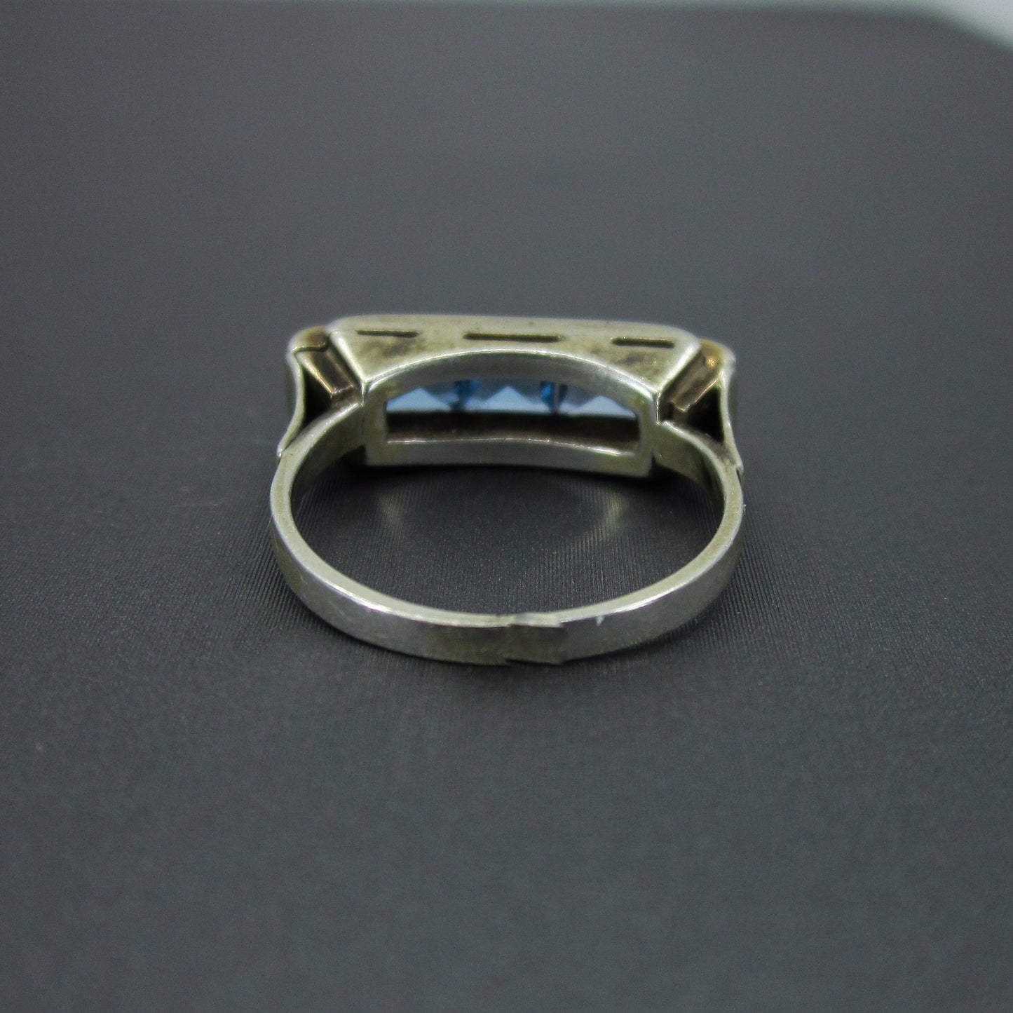 SOLD-Art Deco Square Cut Synthetic Spinel Ring Gilt 835 Silver c. 1930