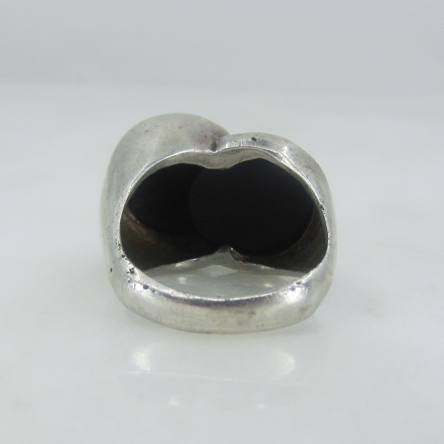 SOLD--Modernist Onyx Circles Ring Sterling c. 1970