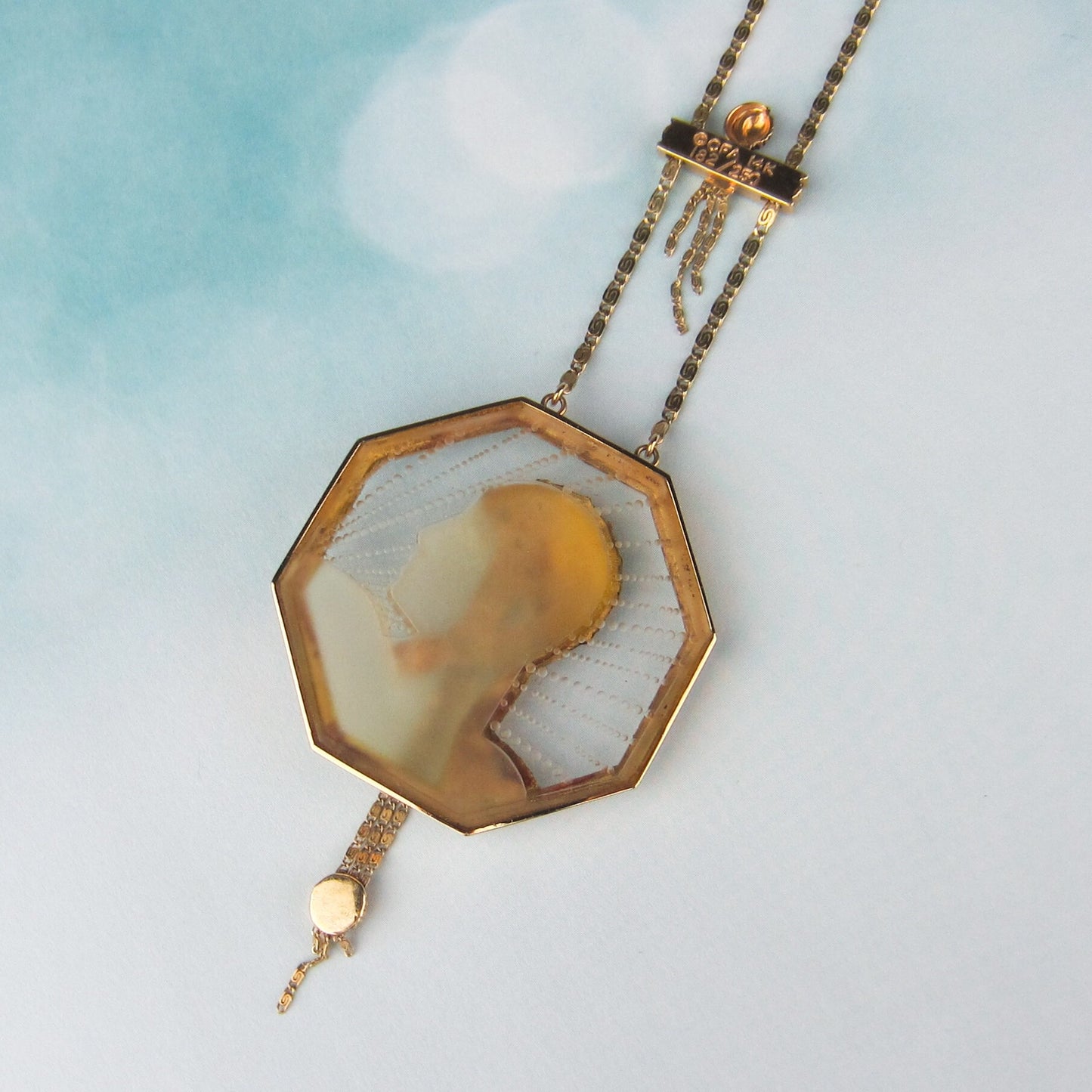 SOLD--Vintage Erte Aventurine Emerald and Rock Crystal Necklace 14k c. 1979