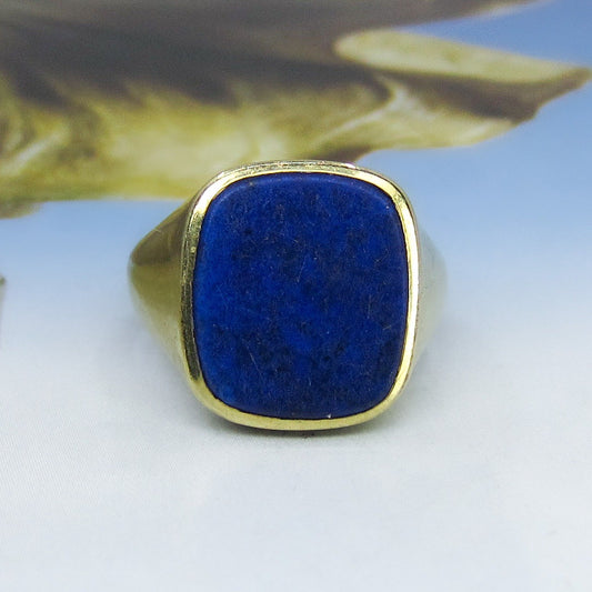 SOLD-Mid-Century Lapis Signet Ring 14k c. 1950