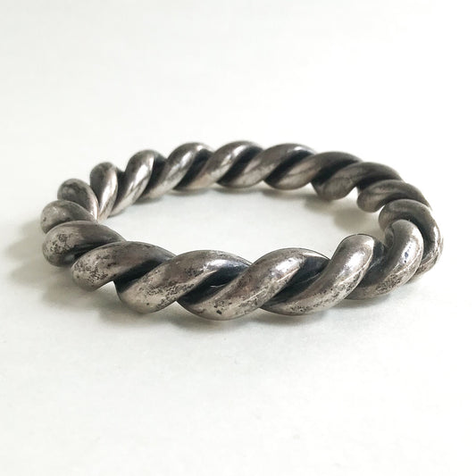 SOLD-Vintage Chunky Twist Bangle Sterling c. 1980