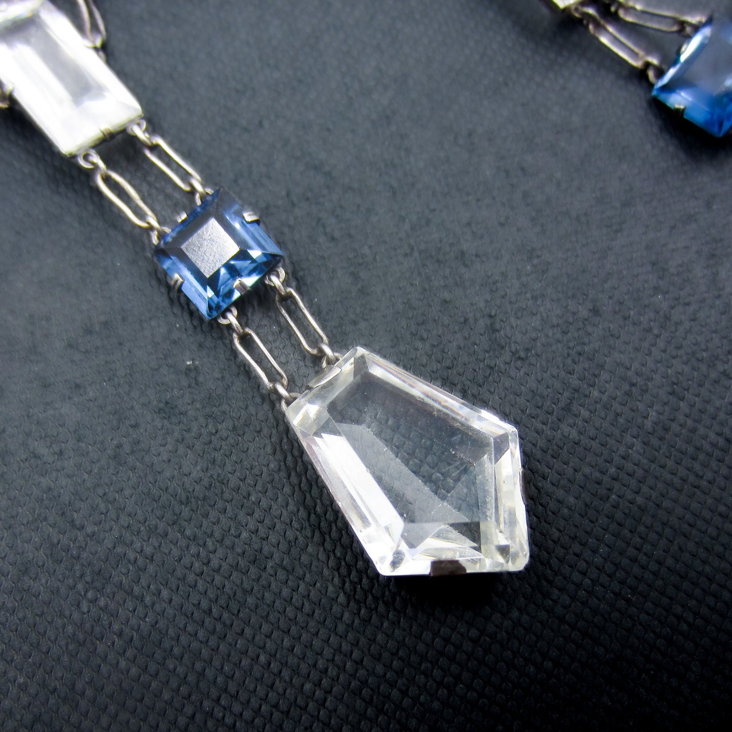 SOLD-Art Deco Long Paste Drop Sautoir Sterling Silver c. 1930