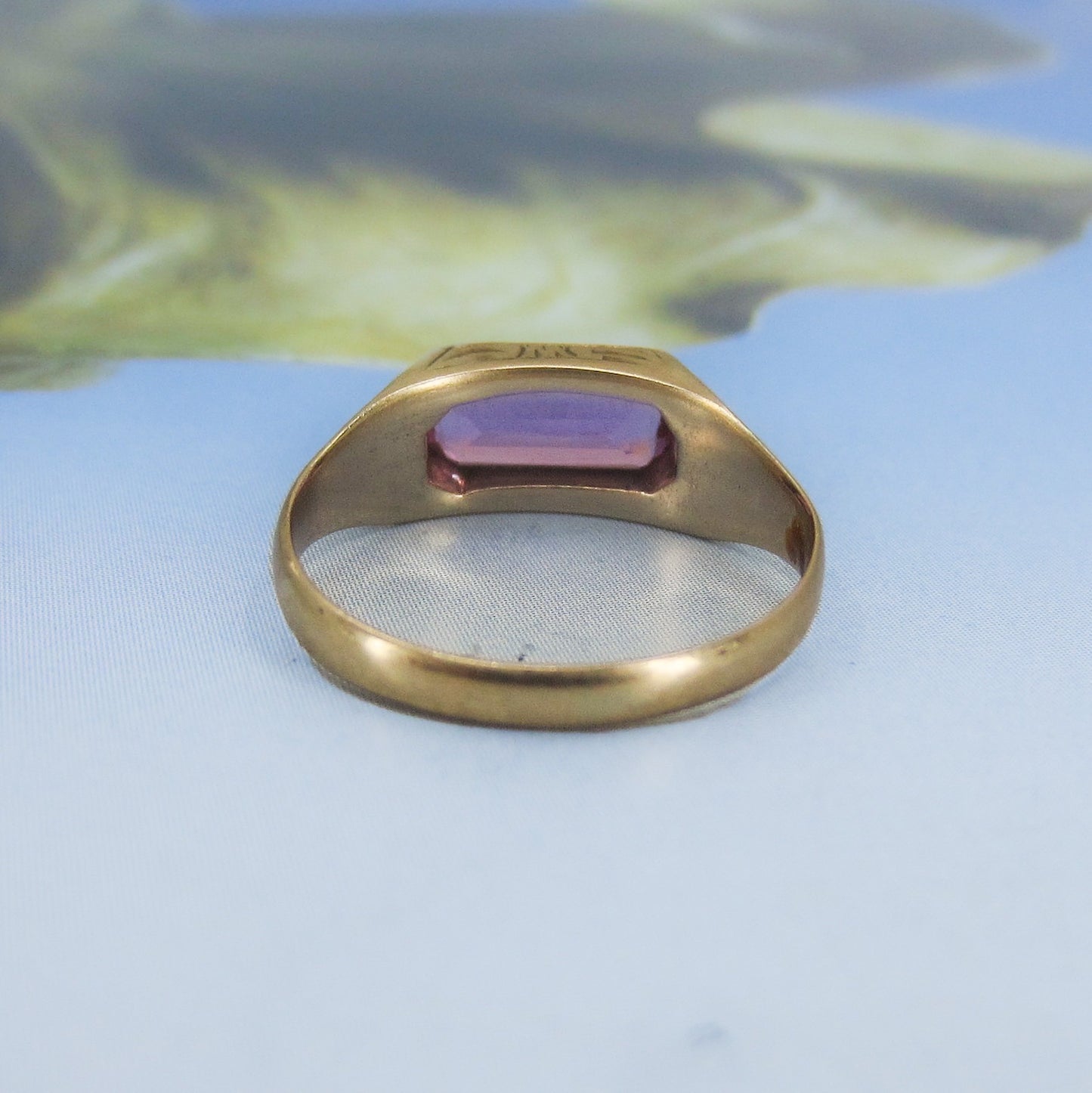 SOLD-Art Deco Pink Sapphire Ring 14k c. 1920
