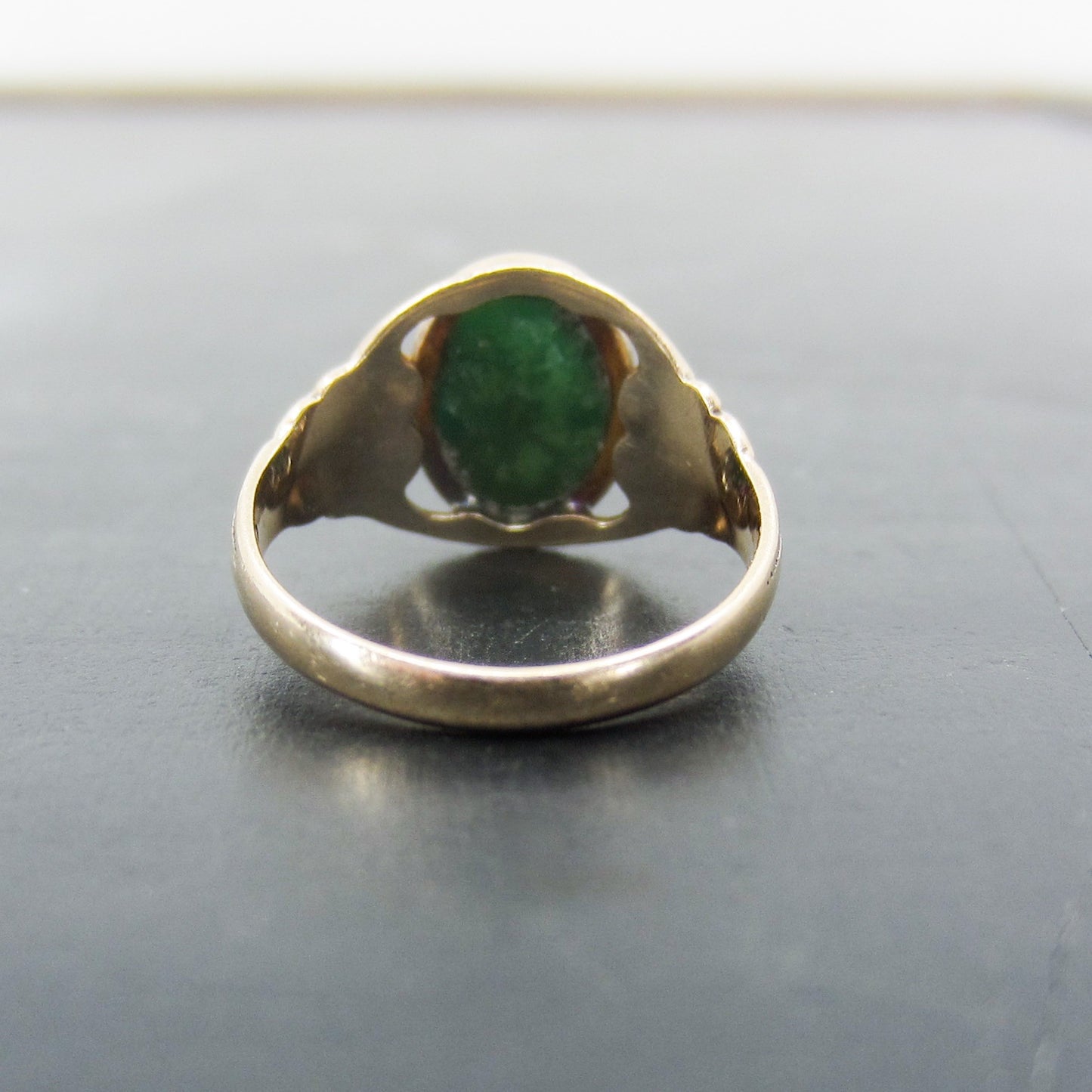 SOLD--Art Deco Turquoise Signet Ring 10k, Ostby & Barton c. 1930