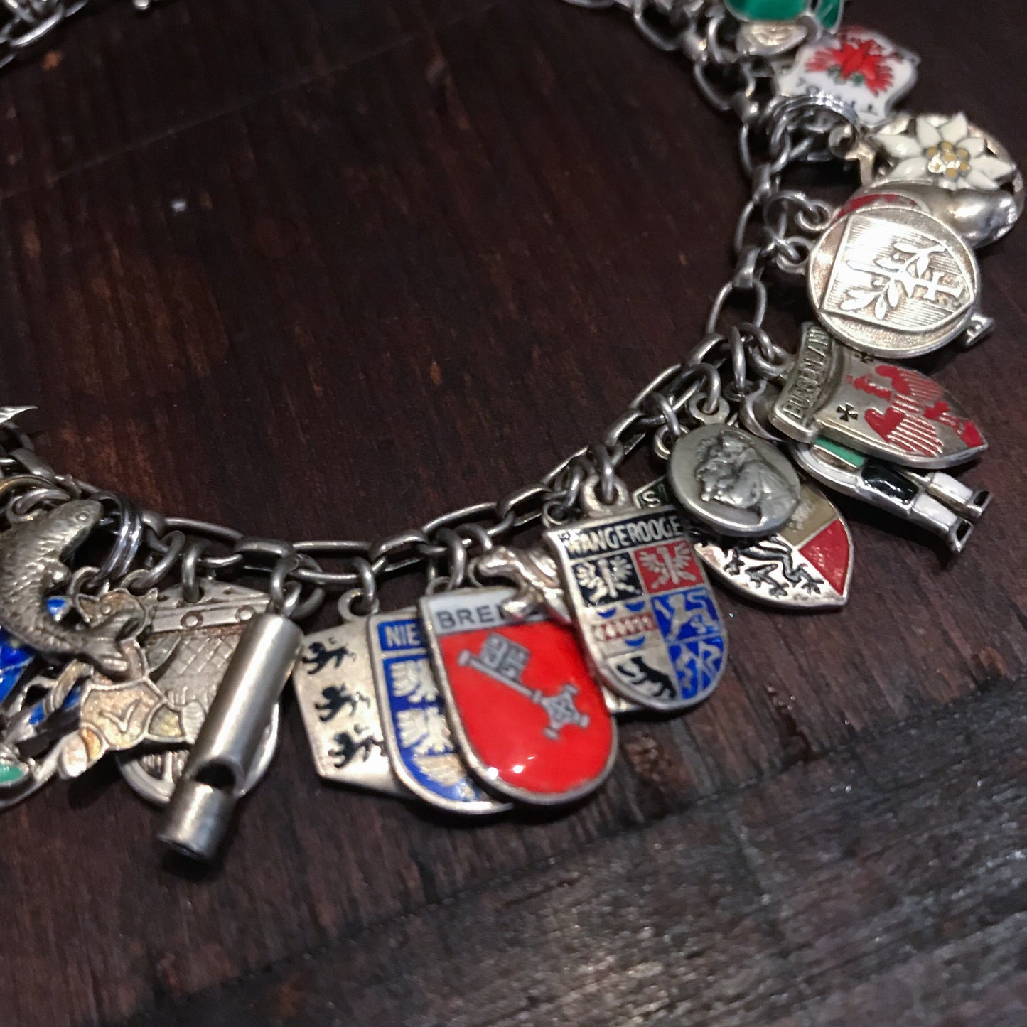 SOLD-ULTIMATE Travel Charm Bracelet Silver c. 1960