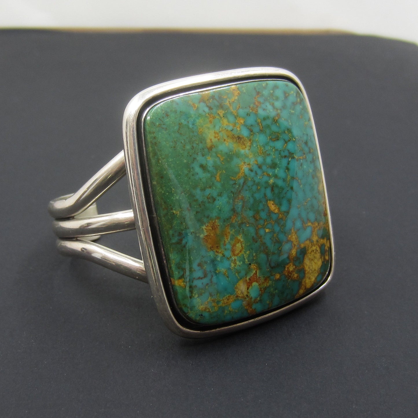 SOLD-Vintage Big Navajo Turquoise Cuff Sterling c. 1970