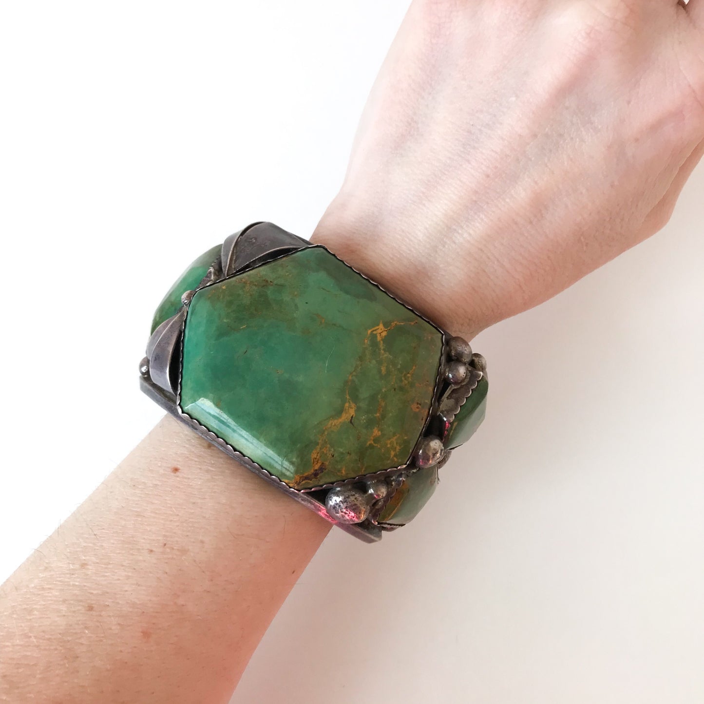 SOLD--MASSIVE Navajo Turquoise Cuff Sterling, E & C Fierro