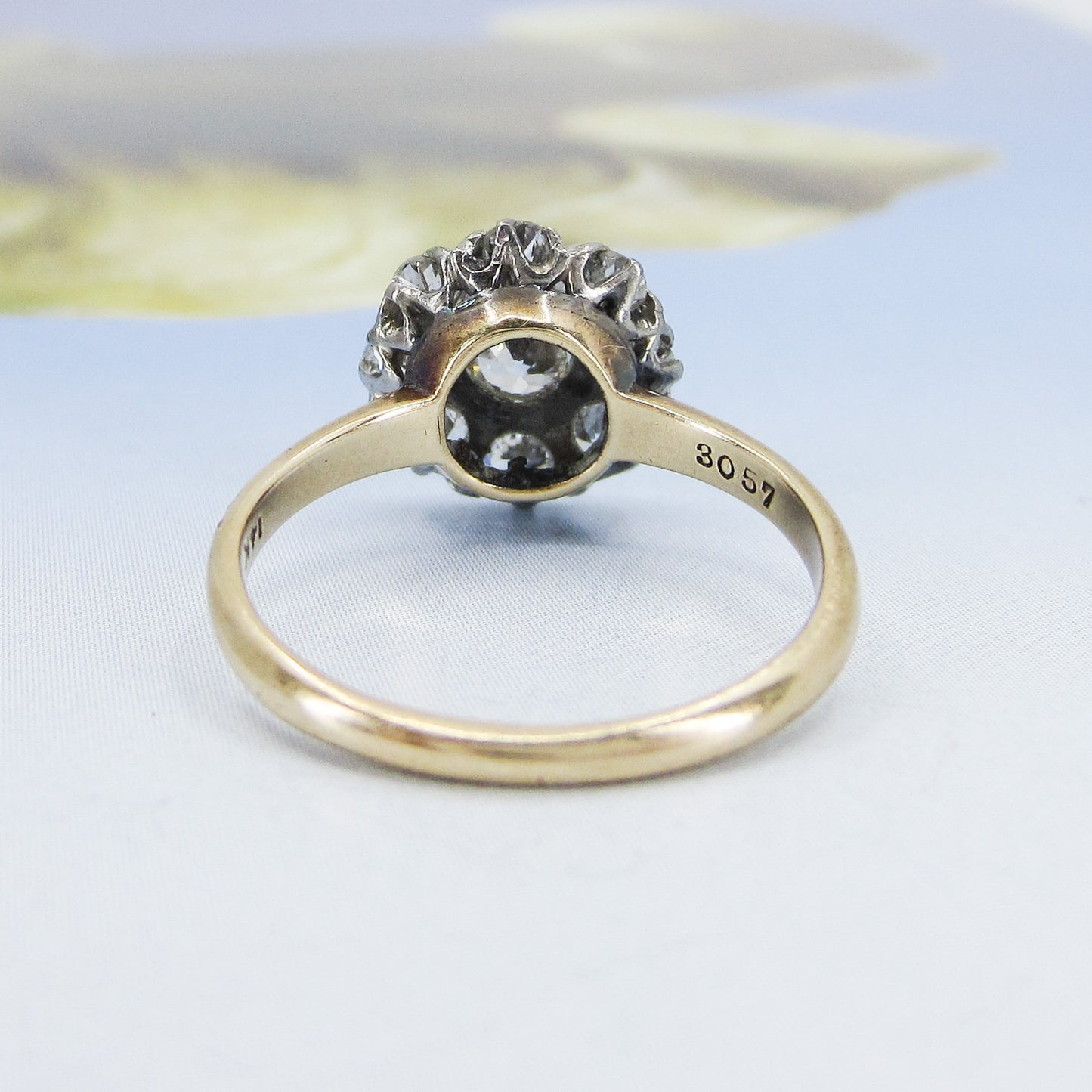 SOLD—Art Deco Old European Diamond Cluster Ring 14k c. 1920
