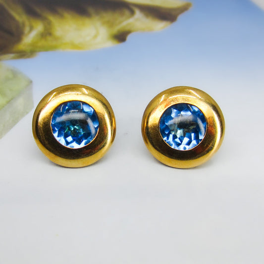 SOLD-Estate Blue Topaz Earrings 18k, Tamara Comolli