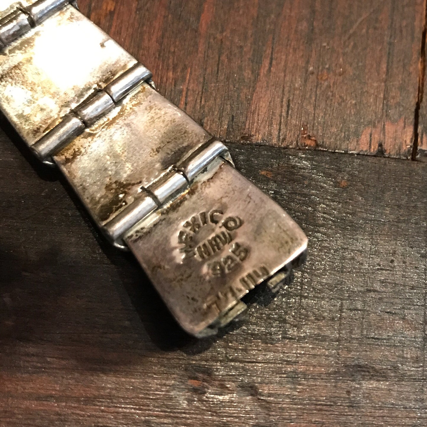 SOLD--Mid-Century Enamel Snake Bracelet Sterling, Taxco c. 1970