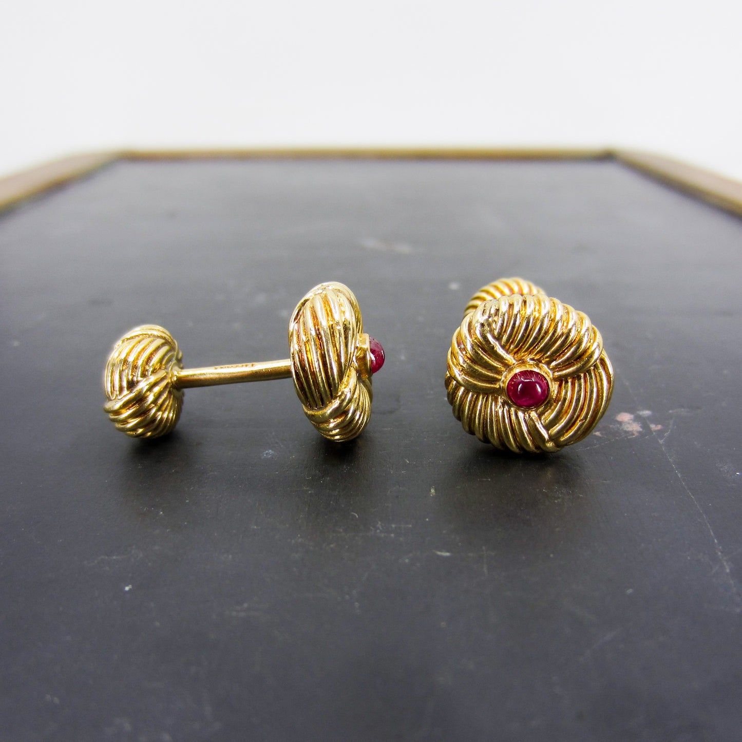 SOLD-Vintage Schlumberger Ruby Cufflinks 18k, Tiffany & Co. c. 1960