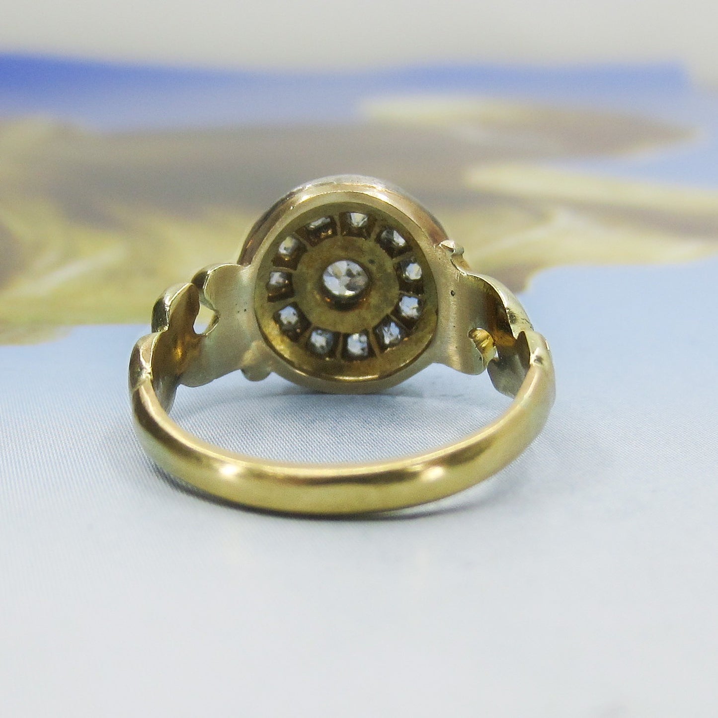 SOLD--Victorian Diamond Cluster Ring Silver/18k c. 1890