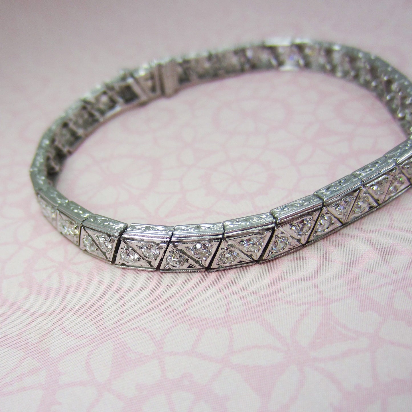 SOLD-Art Deco Diamond Line Bracelet Platinum c. 1920