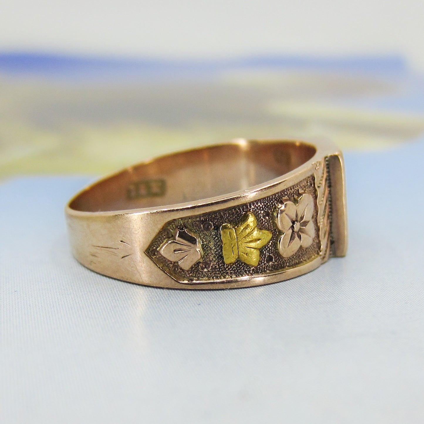 SOLD--Victorian Old Mine Diamond Band 14k c. 1880