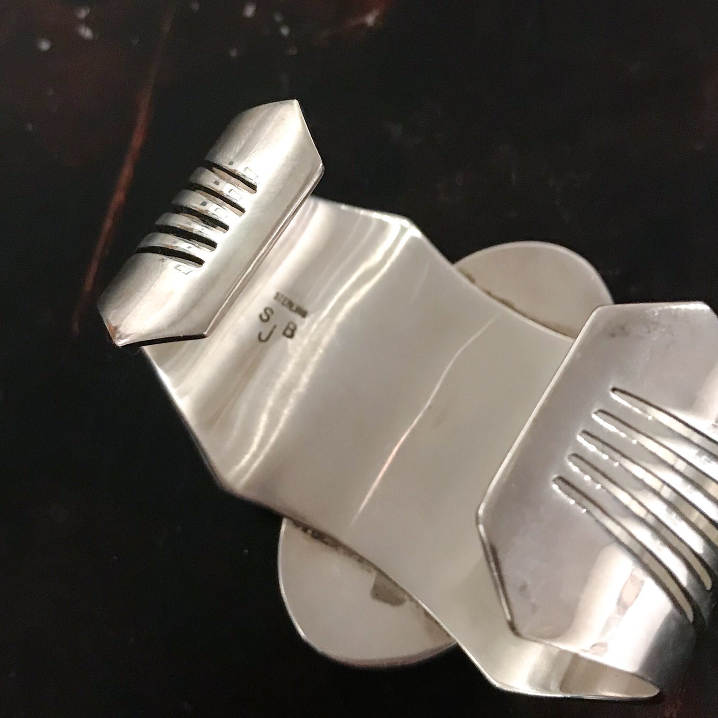 SOLD--Fantastic Vintage Large Cuff Sterling, Steven J Begay, Navajo c. 1990