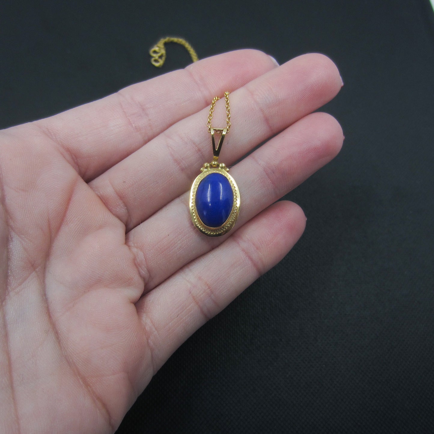 SOLD--Vintage Lapis Pendant 18k, Italy c. 1980
