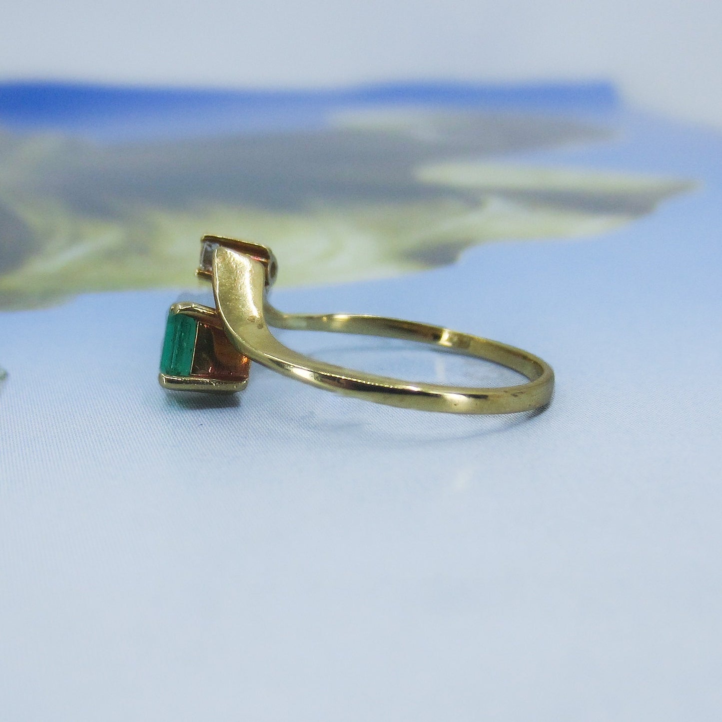 SOLD--Vintage/Estate Emerald and Diamond Ring 18k